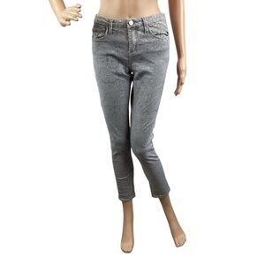 Marchesa Voyage Gray Jacquard Skinny Jeans Size 28